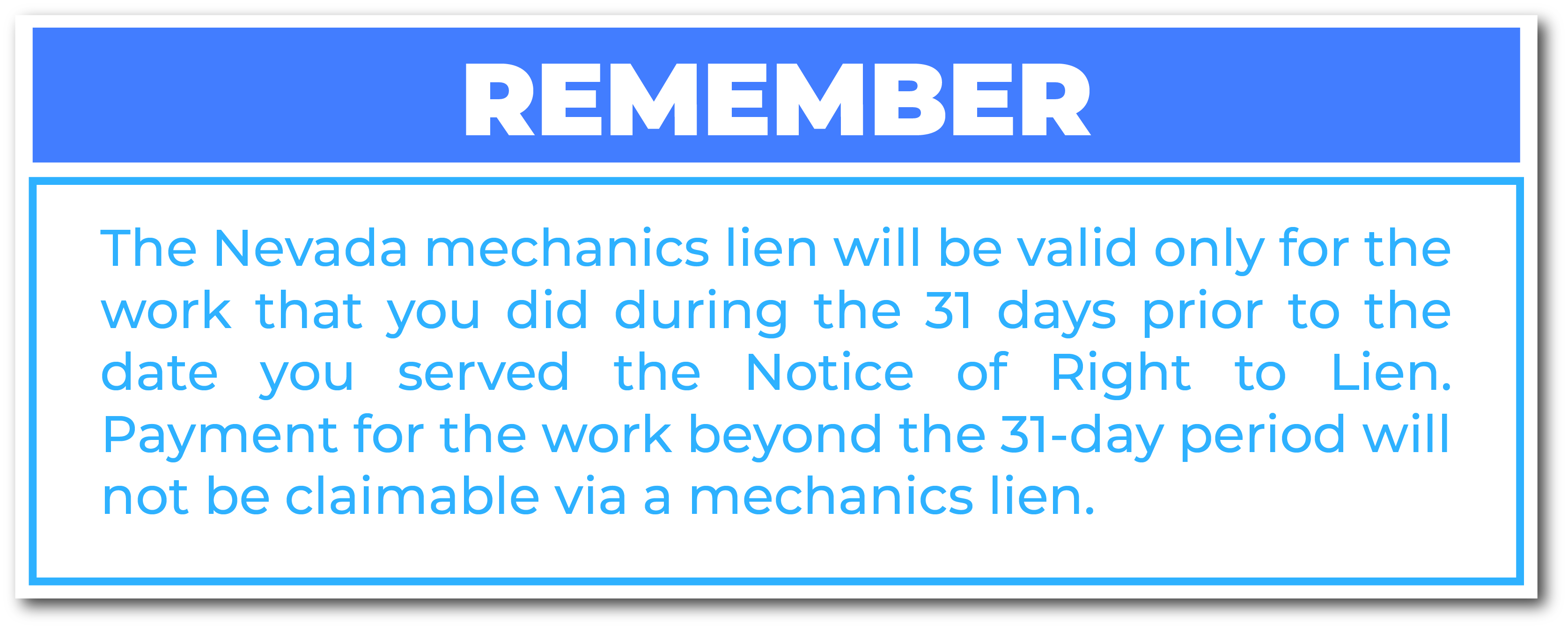 Nevada 31-day preliminary notice