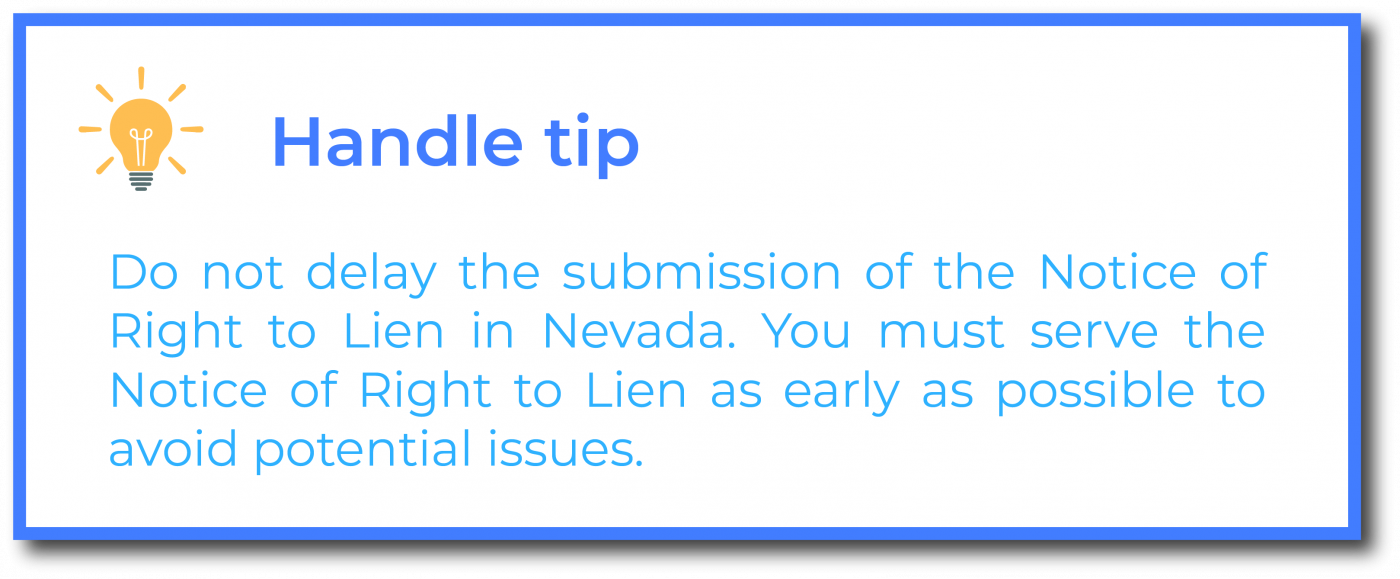 serving NV notice of lien