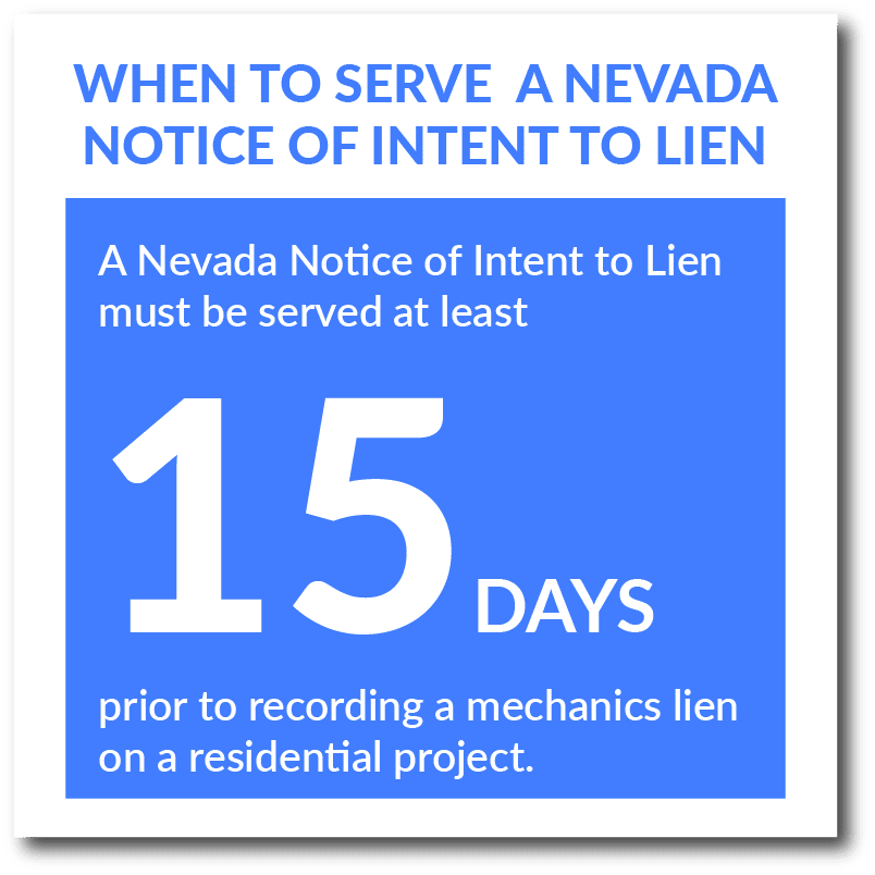 When to serve a Nevada Notice of Intent to Lien-1