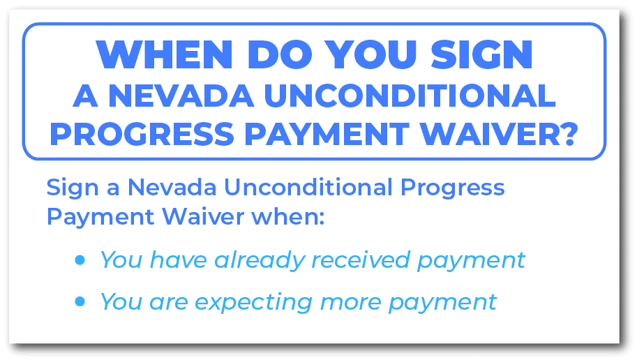 When do you sign a Nevada Unconditional Progress Payment Waiver (1)