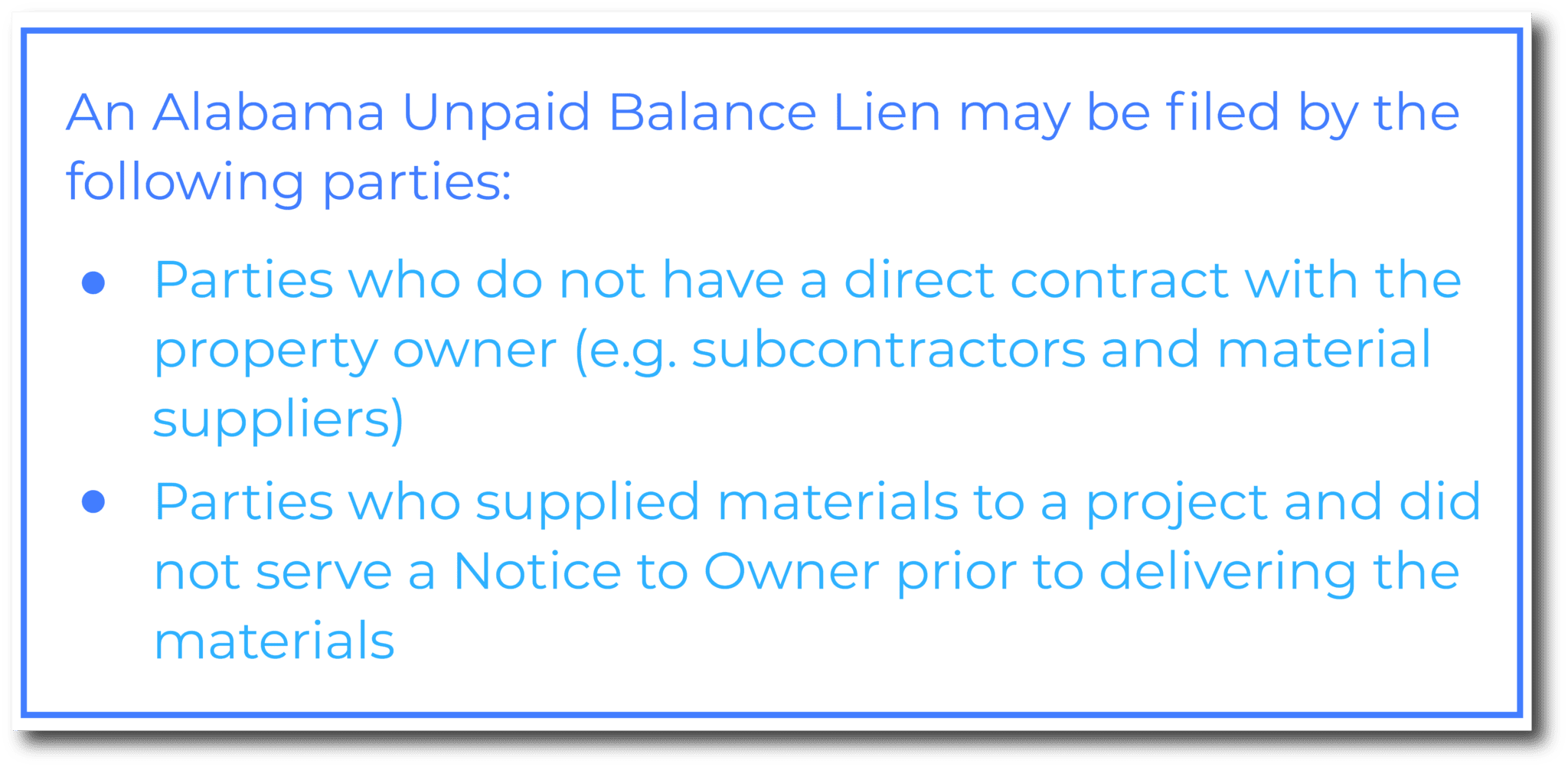 Who can file an Unpaid Balance Lien in Alabama