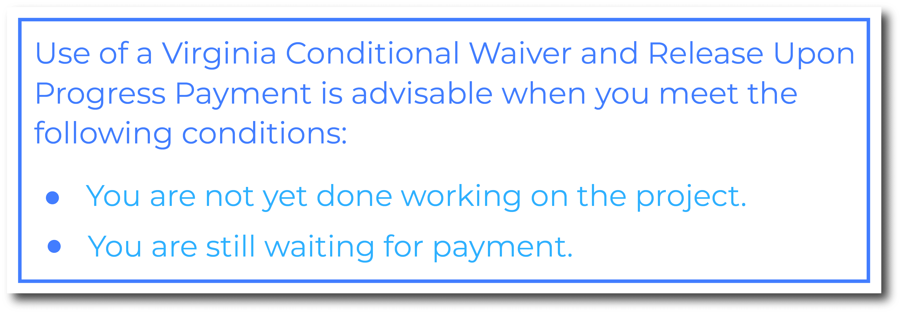 VA Conditional Waiver and Release upon Progress Payment